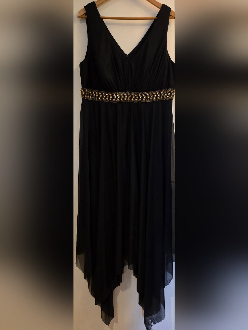 Betsy & Adam Black Maxi Skirt with Gold Beaded Waist